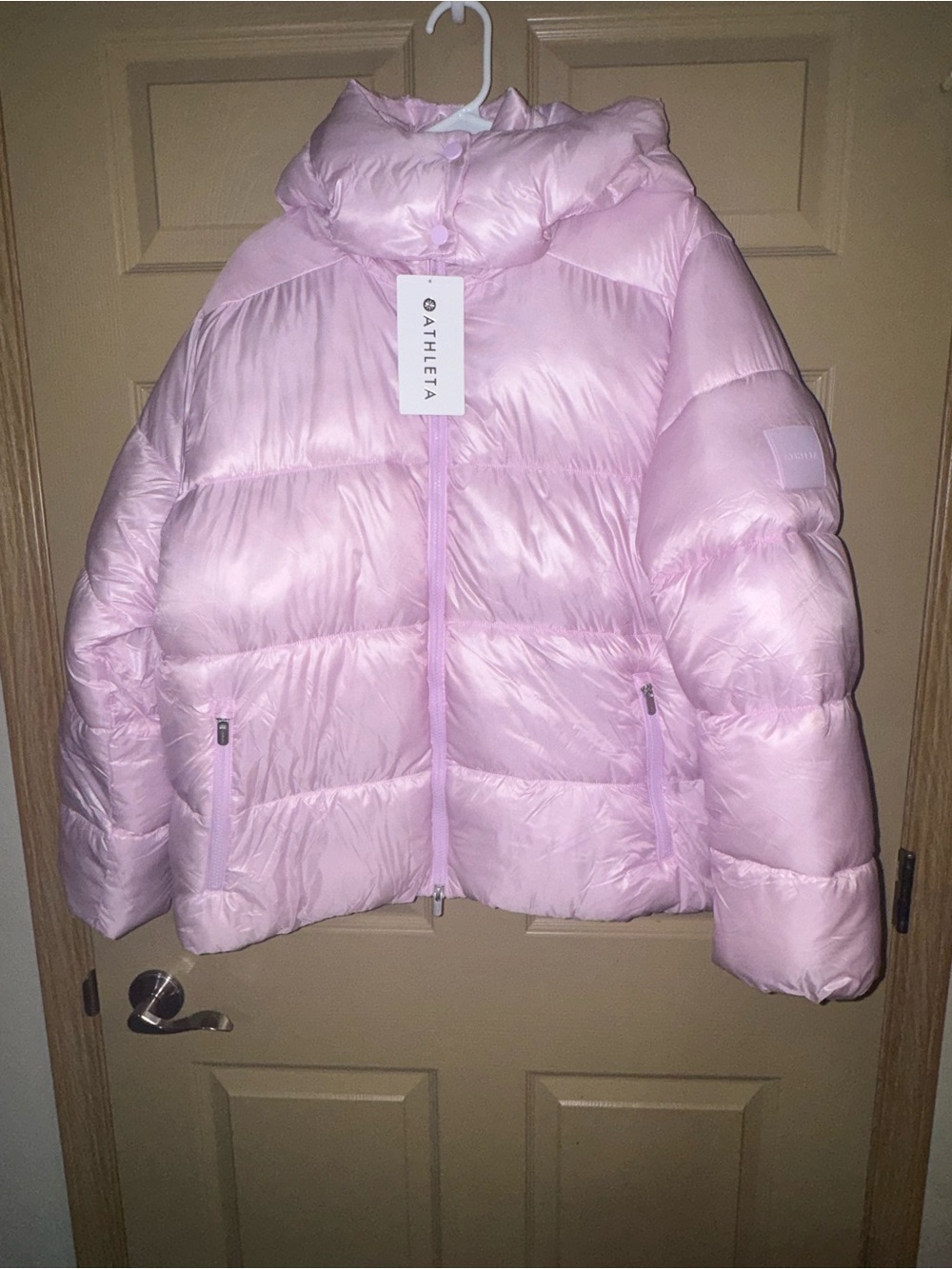 NWT - Athleta Stratus Puffer Jacket in Baby Pink - Size L ($239)
